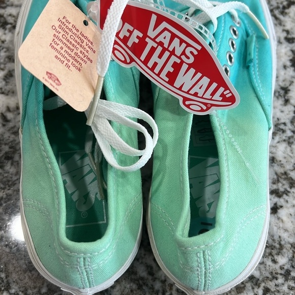 Vans Classic Slim Tennis Shoe Mens Boys Girls Womens Tie Dye Green Blue Kids - Picture 3 of 10
